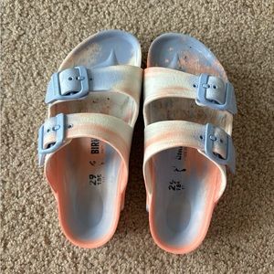 Birkenstock Peach Tie Dye  EVA Arizona Sandals Girls Size 11 EU 29